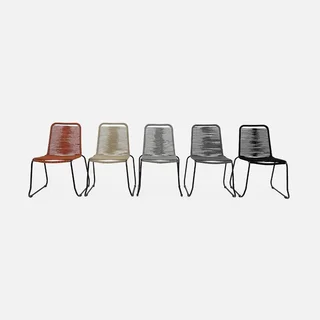 2 Stackable Garden Chairs Galvanized Steel Braided Rope Outdoor