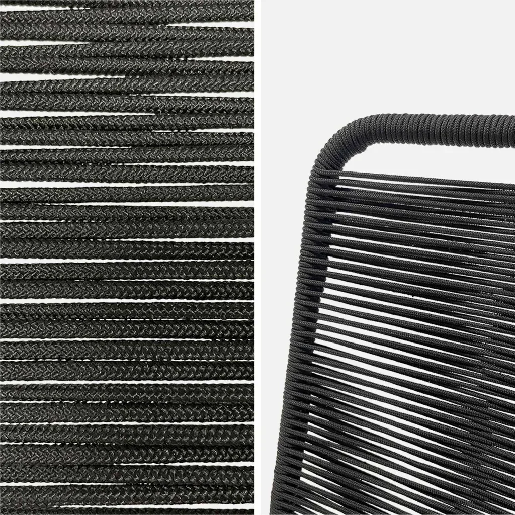 2 Stackable Garden Chairs Galvanized Steel Braided Rope Outdoor