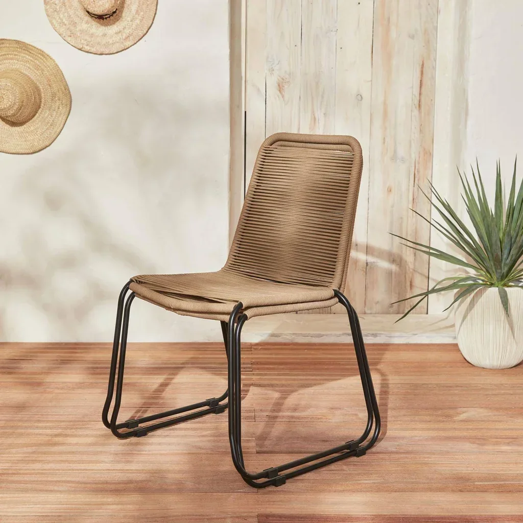 Lot de 2 chaises de jardin empilables acier galvanisé et corde