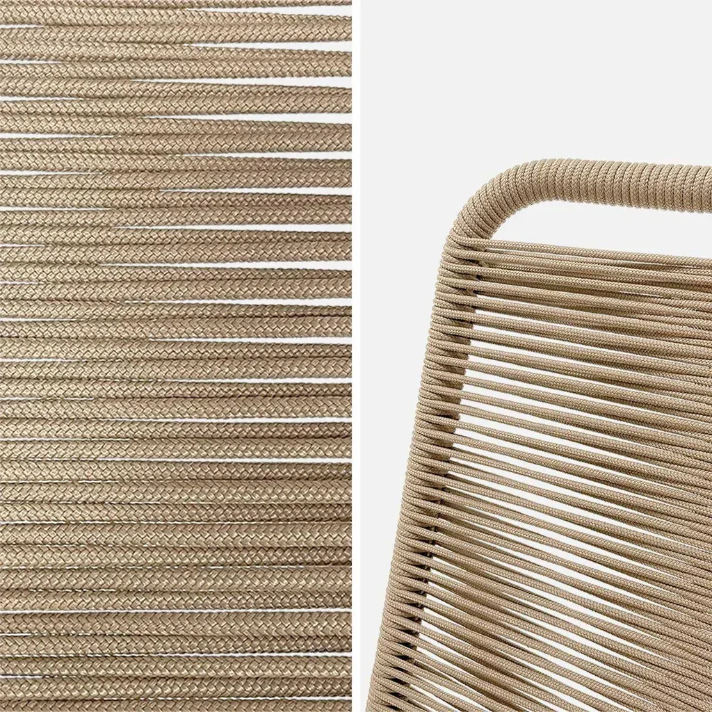Set of 2 stackable garden chairs galvanized steel and rope