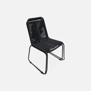 2 Stackable Garden Chairs Galvanized Steel Braided Rope Outdoor