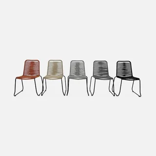 Set of 2 stackable garden chairs galvanized steel and rope