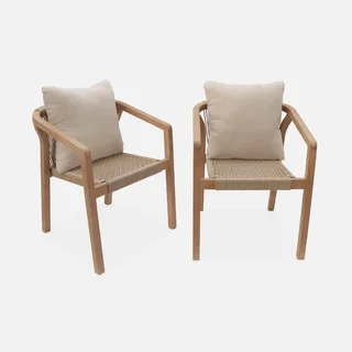 Chaises jardin empilables bois eucalyptus cordes lot 2