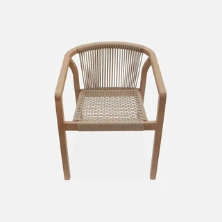 Chaises jardin empilables bois eucalyptus cordes lot 2