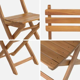 Lot de 2 chaises pliantes jardin bois acacia FSC