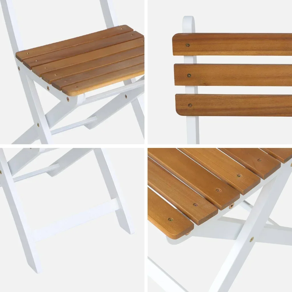 Lot 2 chaises pliantes jardin bois acacia FSC Calena terrasse