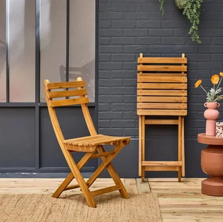 Lot de 2 chaises pliantes jardin bois acacia FSC