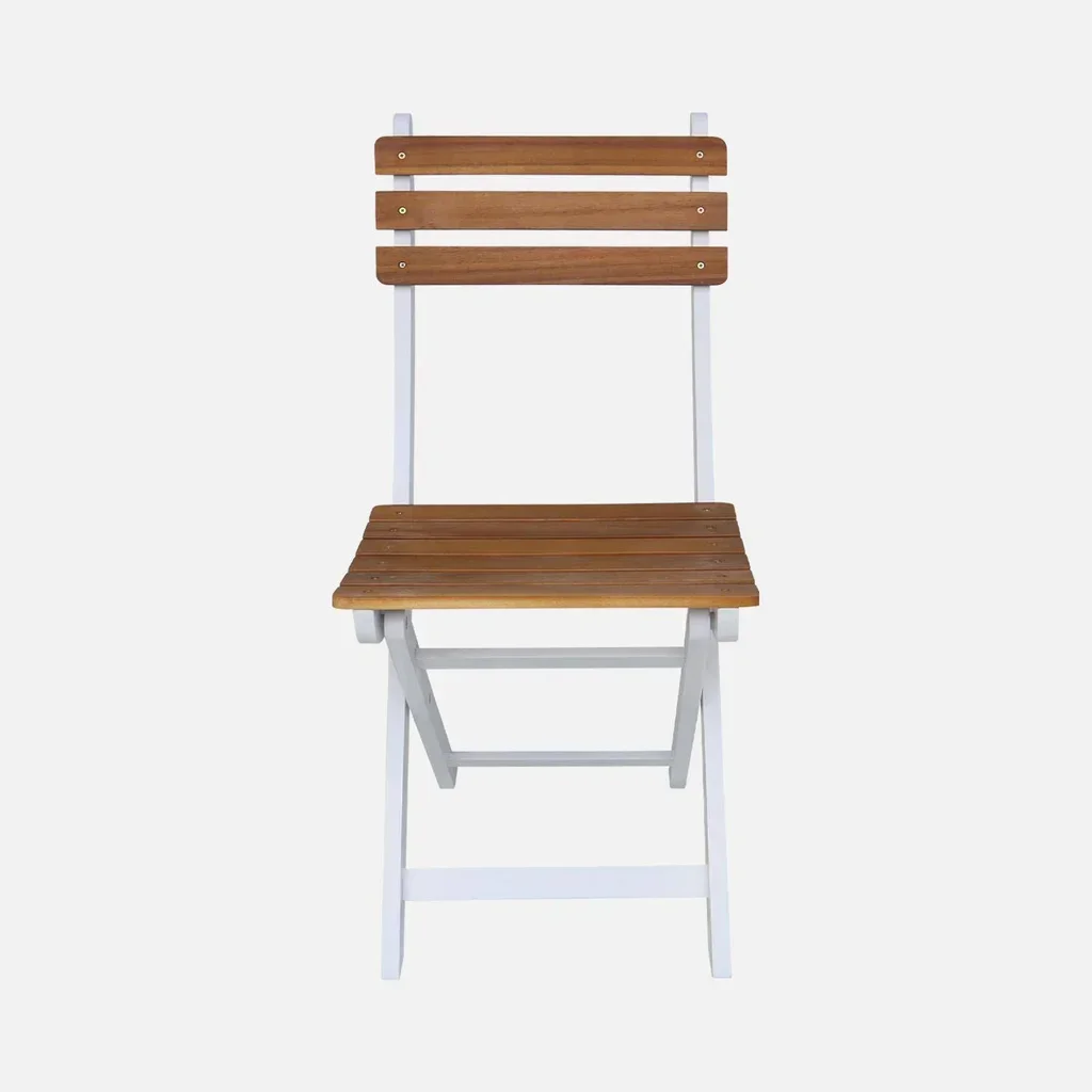 Lot 2 chaises pliantes jardin bois acacia FSC Calena terrasse