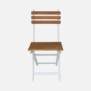 Lot 2 chaises pliantes jardin bois acacia FSC Calena terrasse