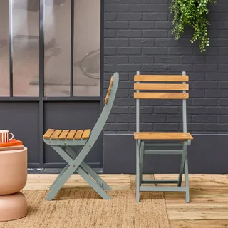 Lot de 2 chaises pliantes de jardin en bois d'acacia FSC Calena terrasse