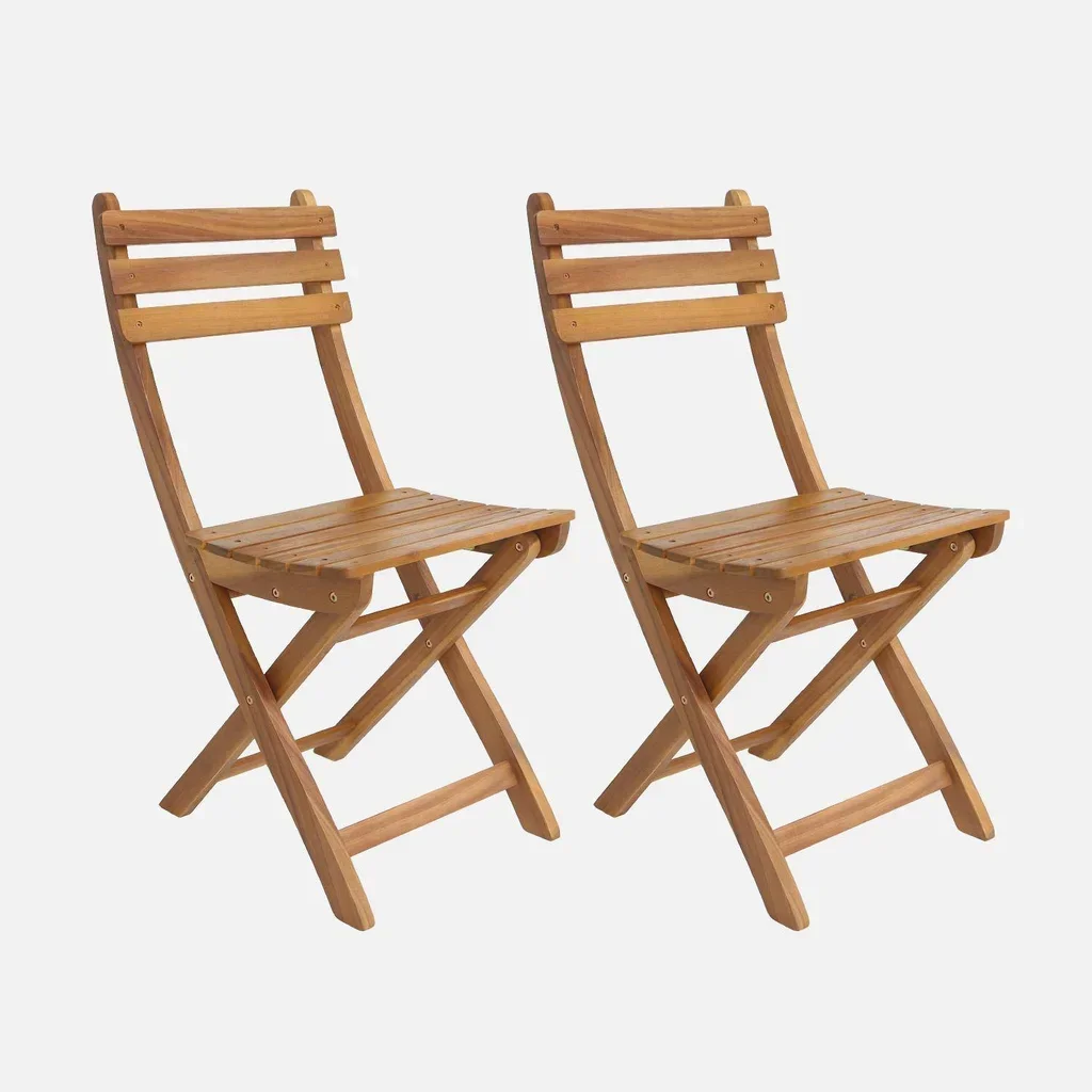 Lot de 2 chaises pliantes jardin bois acacia FSC