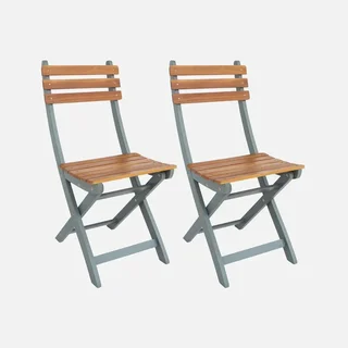 Lot de 2 chaises pliantes de jardin en bois d'acacia FSC Calena terrasse