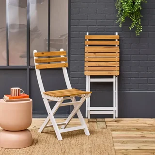 Lot 2 chaises pliantes jardin bois acacia FSC Calena terrasse