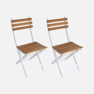 Lot 2 chaises pliantes jardin bois acacia FSC Calena terrasse
