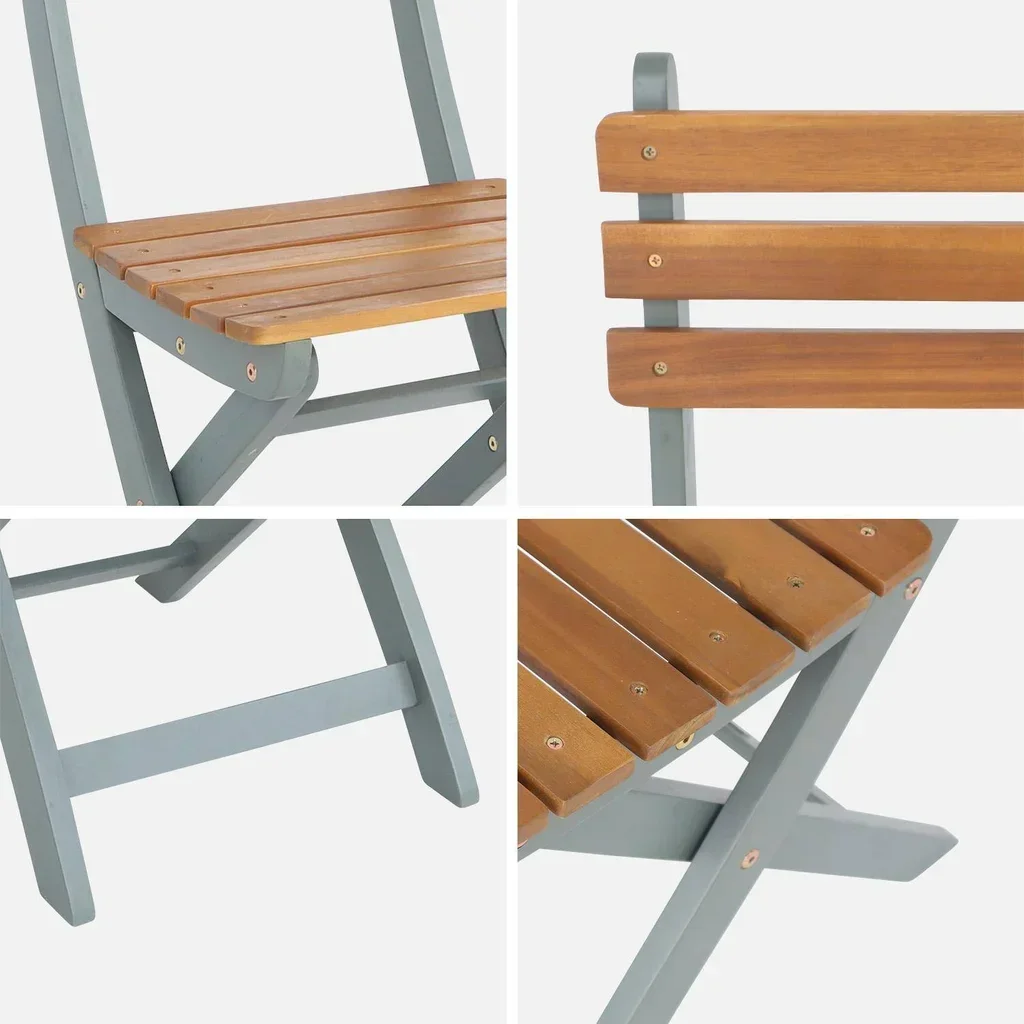 Lot de 2 chaises pliantes de jardin en bois d'acacia FSC Calena terrasse