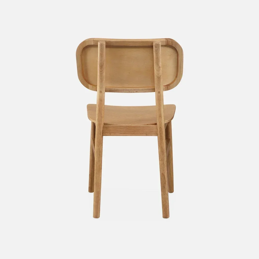 Lot 2 chaises rétro Olympie bois hévéa design Art Déco arrondi