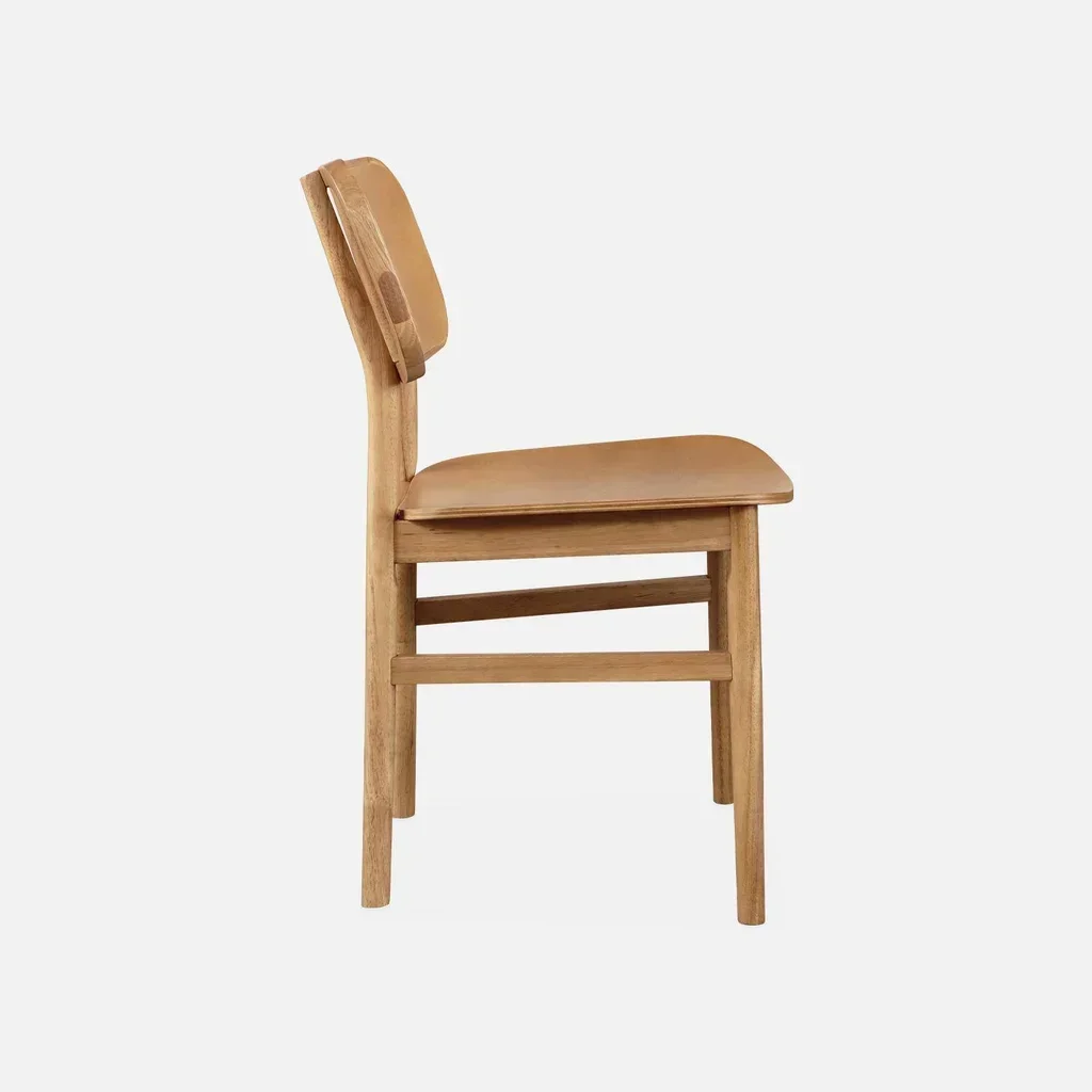 Lot 2 chaises rétro Olympie bois hévéa design Art Déco arrondi