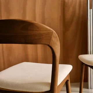 2 retro chairs solid rubberwood beige fabric vintage Athena