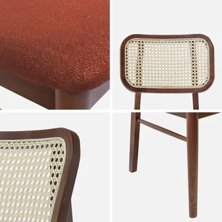Chaises vintage cannage rotin hévéa massif kaki Mani
