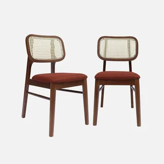 Chaises vintage cannage rotin hévéa massif kaki Mani