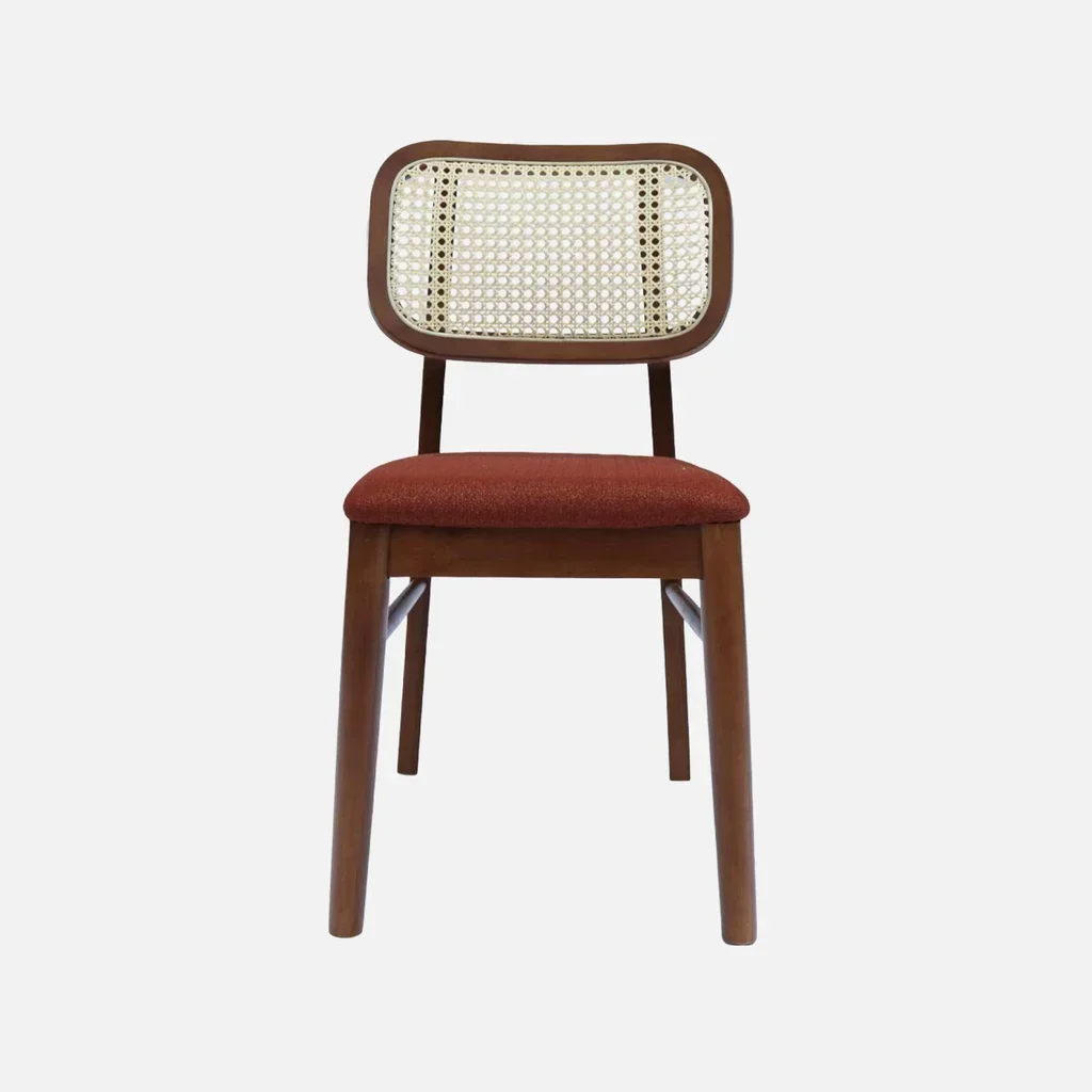 Chaises vintage cannage rotin hévéa massif kaki Mani