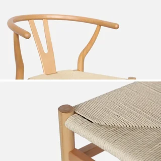 Chaises vintage bois hêtre et cordes tressées - Lot de 2