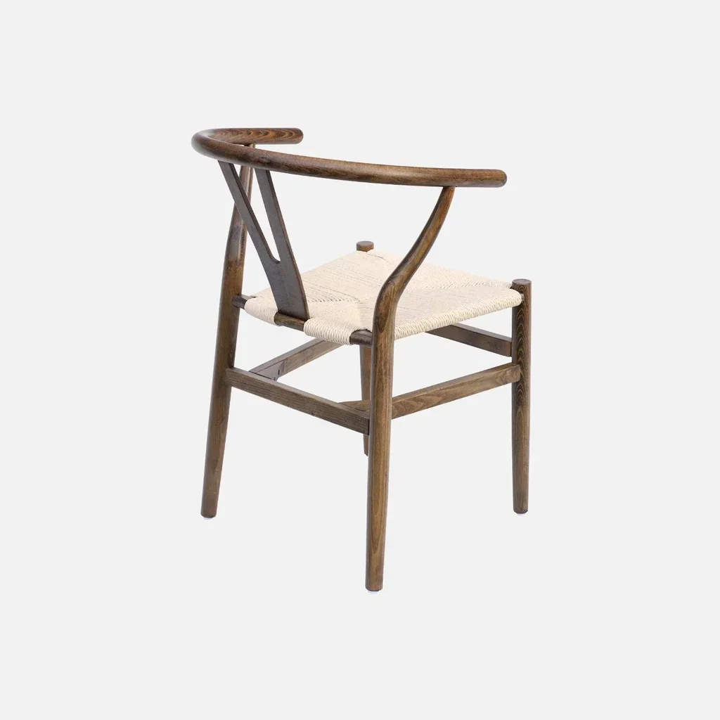 Deux chaises vintage bois hêtre et cordes tressées empilables