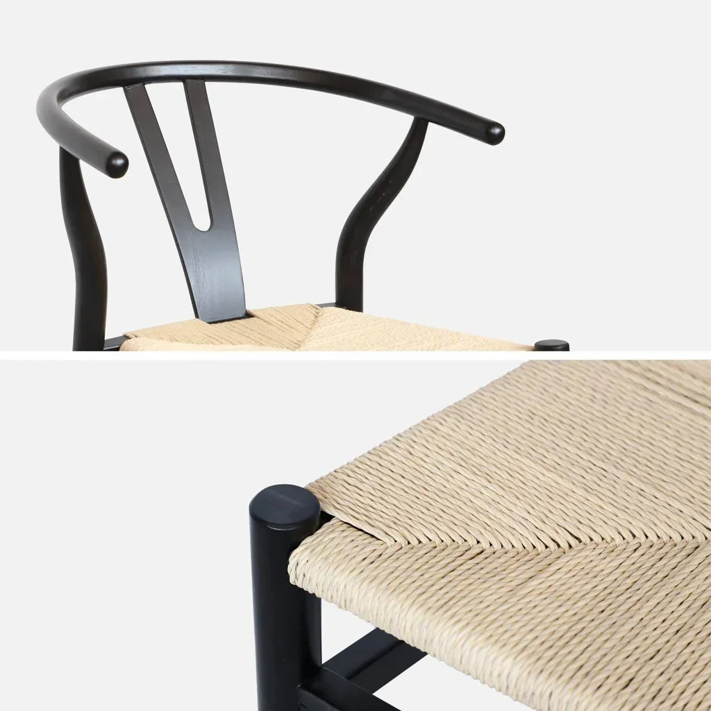 Chaises vintage bois hêtre cordes tressées lot de 2