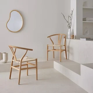 Chaises vintage bois hêtre et cordes tressées - Lot de 2