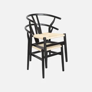 Chaises vintage bois hêtre cordes tressées lot de 2
