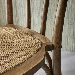 Set of 2 vintage rattan wood chairs Parisian bistro style