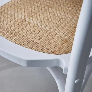 Vintage rattan wood chairs Parisian cafe style set of 2