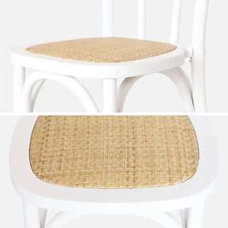 Vintage rattan wood chairs Parisian cafe style set of 2