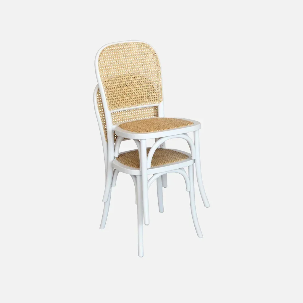 Lot de 2 chaises vintage Montparnasse en bois et rotin naturel