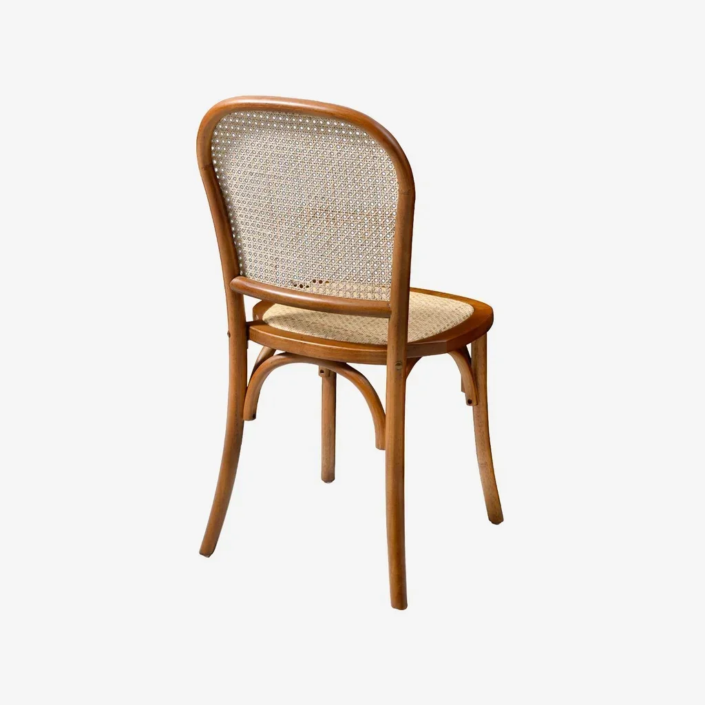 Lot 2 chaises vintage bois rotin style Montparnasse empilables