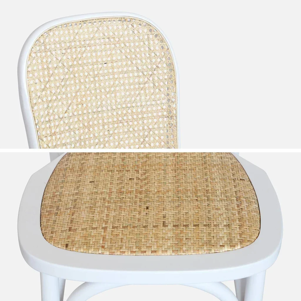 Lot de 2 chaises vintage Montparnasse en bois et rotin naturel