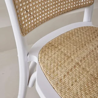 Lot de 2 chaises vintage Montparnasse en bois et rotin naturel