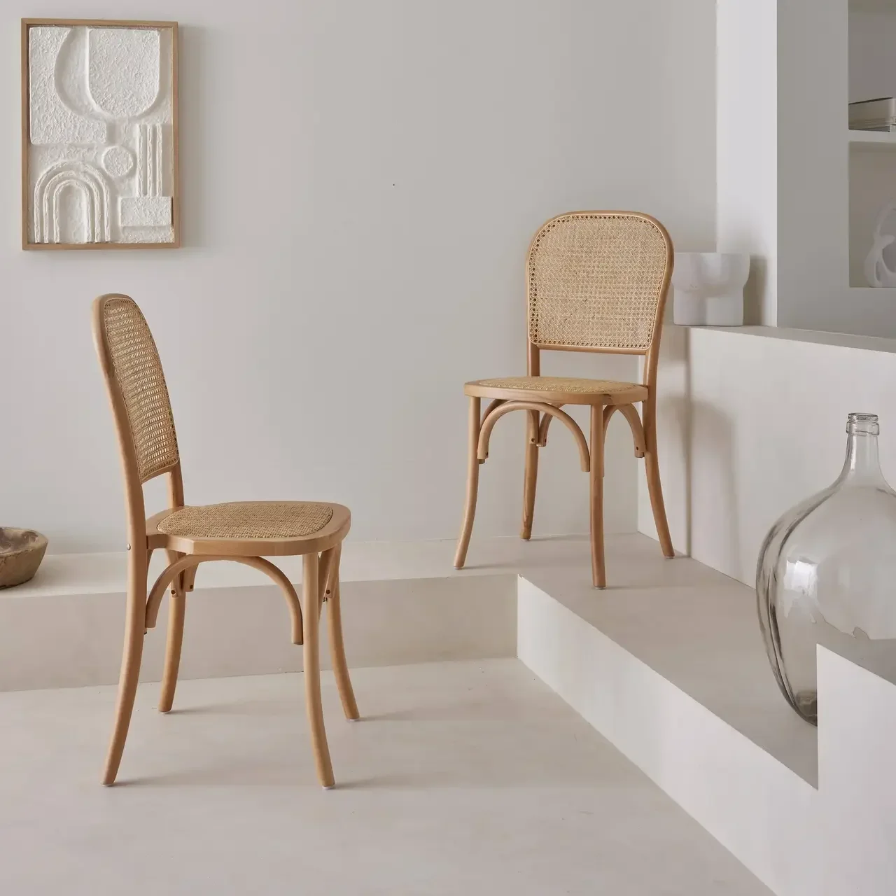 Chaises vintage Montparnasse bois et rotin lot de 2