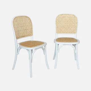 Lot de 2 chaises vintage Montparnasse en bois et rotin naturel