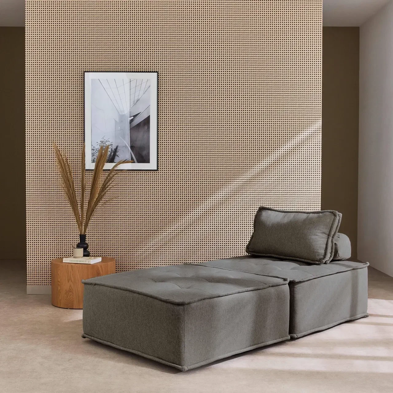 Sillón modular tapizado capitoné juego de 2 asientos salón