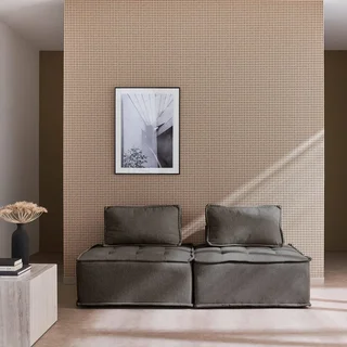 Sillón modular tapizado capitoné juego de 2 asientos salón