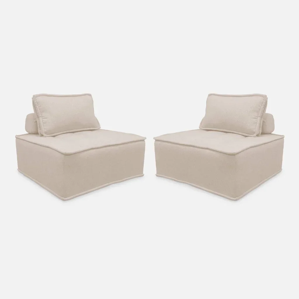 2 asientos modulares de tela acolchada para sofá