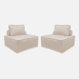 2 asientos modulares de tela acolchada para sofá