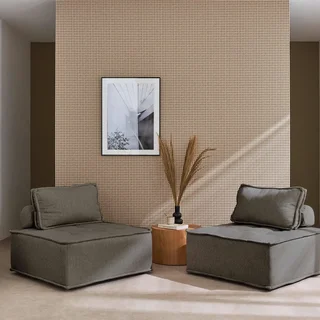 Sillón modular tapizado capitoné juego de 2 asientos salón