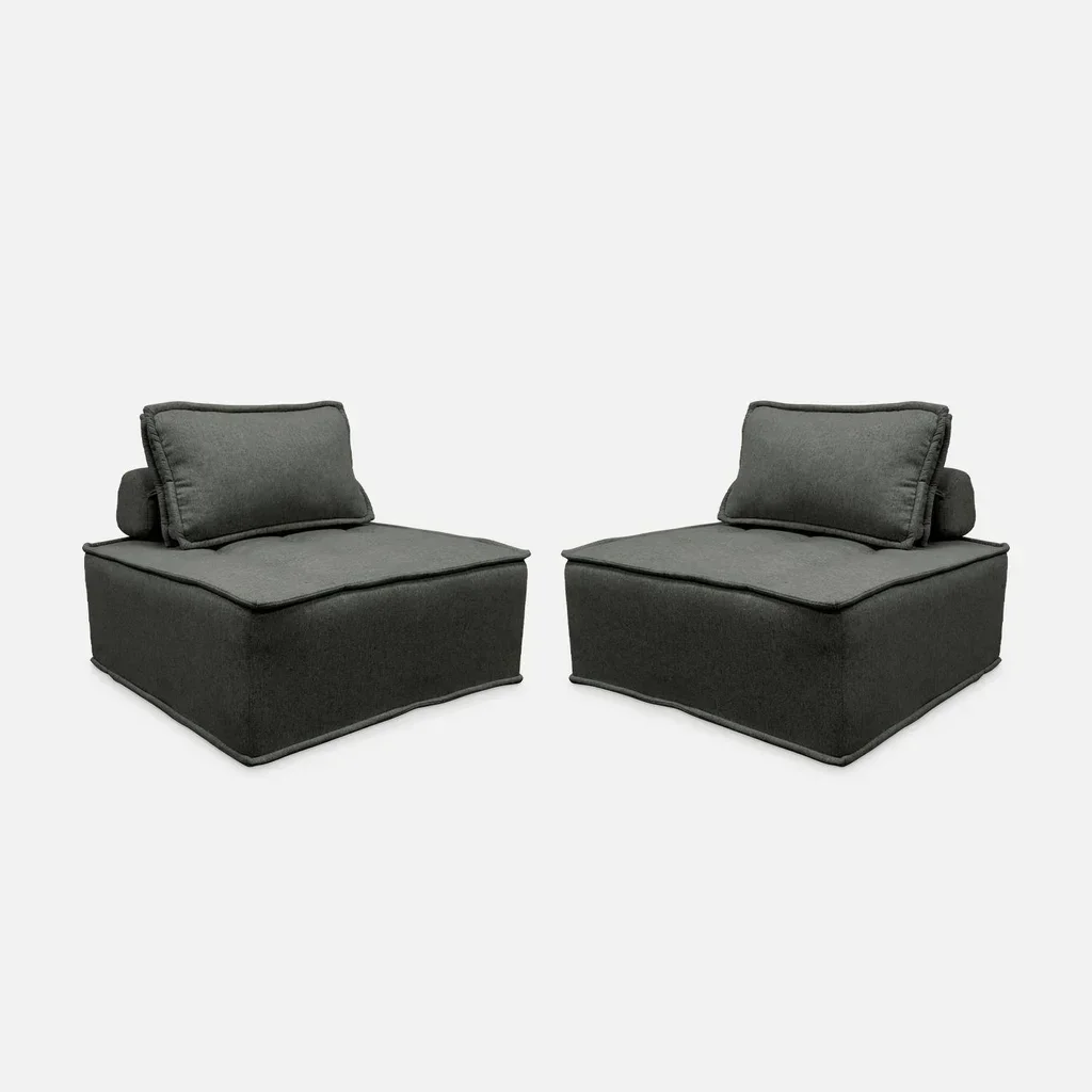 Sillón modular tapizado capitoné juego de 2 asientos salón
