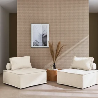 2 asientos modulares de tela acolchada para sofá