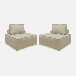 Set de 2 butacas modulares capitoné gris antracita para salón