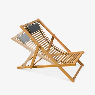 Lot de 2 chiliennes en bois d'eucalyptus pliables et réglables pour terrasse