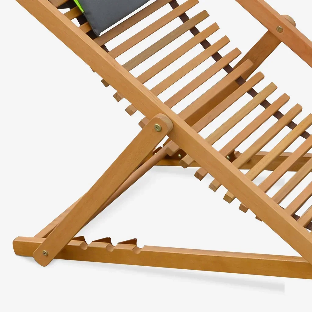 Lot de 2 chiliennes en bois d'eucalyptus pliables et réglables pour terrasse