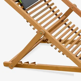 Lot de 2 chiliennes en bois d'eucalyptus pliables et réglables pour terrasse